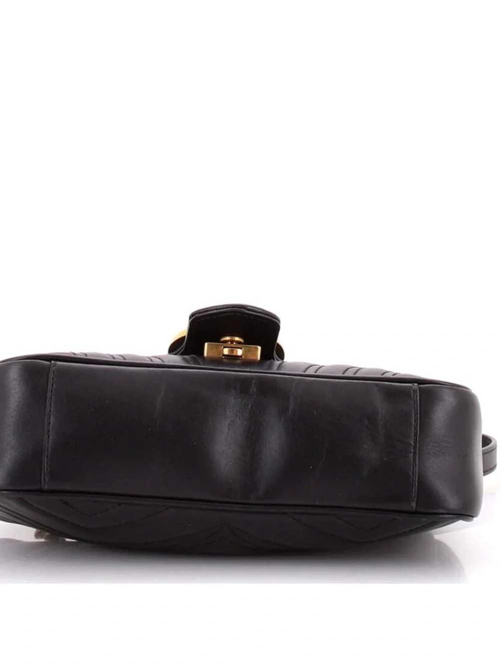 Gucci Black Chevron Matelassé Shoulder Bag with Gold Double G